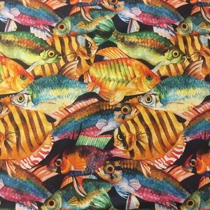 Tropical fish face mask with filter pocket